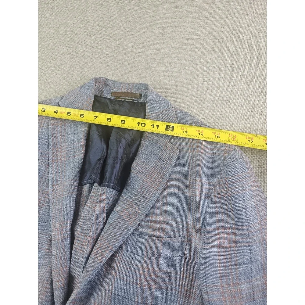 Brooks Brothers Sport Coat Mens 38 R Blue Plaid Linen Wool Itlay Half Lined